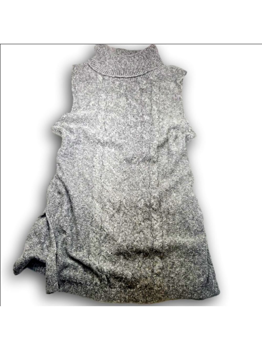 Women's AB STUDIO Gray Cable Knit Cowl Neck tunic Sweater XL